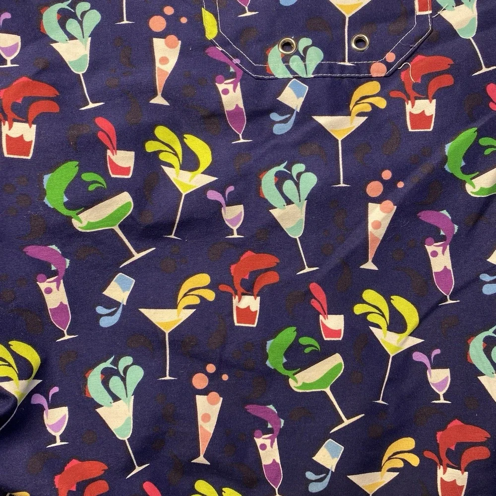 Peter Millar Mens XL Swim Trunks Navy Blue Cocktail‎ Drink Print Mesh Lined 7in